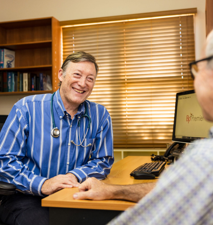 Doctor and patient talking at Junction St Family Practice in Nowra